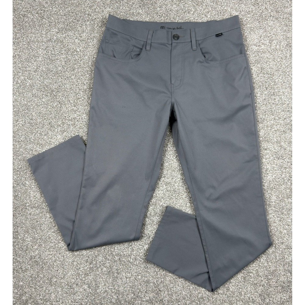 TravisMathew Pants Men's 32 Gray Performance Golf Stretch Chino 100% Polyester